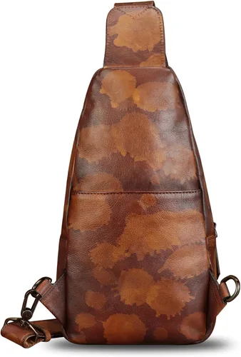 Vista 3 de Bolso bandolera de cuero genuino para mujeres y hombres, estilo vintage, hecho a mano, de cuero, bolso cruzado de moda