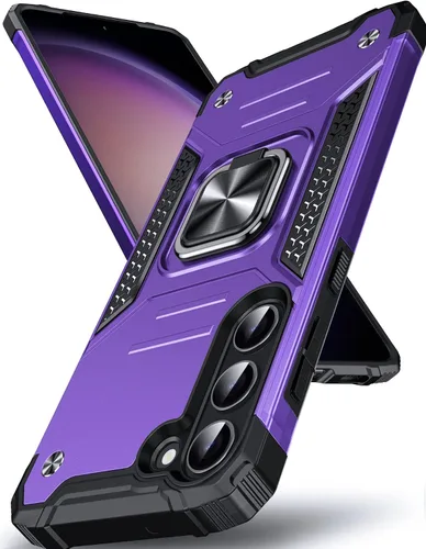 Vista 28 de DASFOND Diseñada para funda Galaxy S8 con soporte, anillo metálico giratorio mejorado de 360°, soporte kickstand de grado militar, resistente a