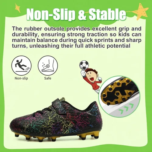 Vista 2 de CBUSTER Zapatos de fútbol para niños y niñas, zapatos de fútbol AGFG