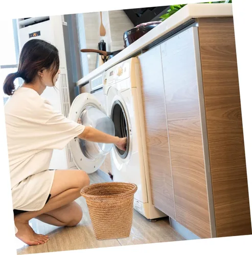 Vista 8 de Diseño de papelera tejida con paja para el hogar, uso versátil, sala de estar, dormitorio, cocina, 1 ud
