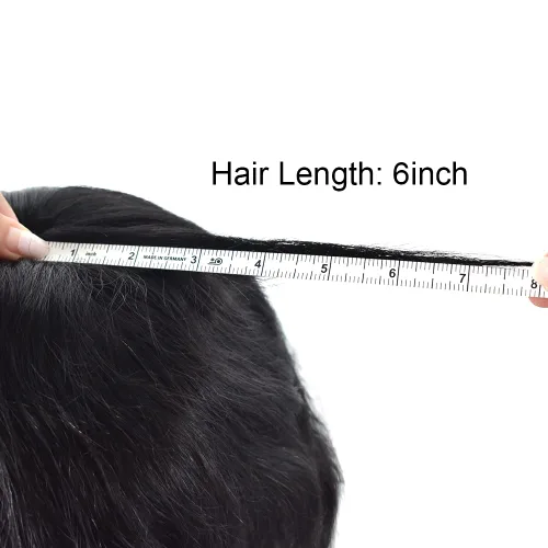 Vista 4 de Toupee - Sistema de reemplazo de cabello humano europeo completo para hombre, 0.004 in, inyección de poliuretano natural para hombres, sistema