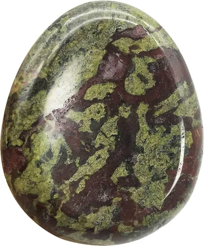 Vista 6 de Fekuar Piedra Natural de Cristal Unakita para el Pulgar, Piedra de Bolsillo Tallada a Mano para Alivio del Estrés y Meditación, en Forma Ovalada