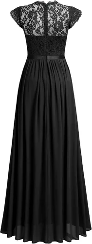 Vista 7 de Miusol Vestido de encaje floral formal para mujer, de manga corta, para fiesta de noche, largo