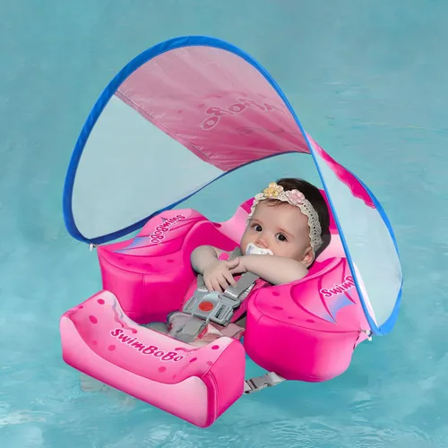 Vista 9 de Swimbobo Baby Floats for Pool with Canopy Non Inflatable Soft Skin-Friendly Fabric Material Infant Swim Float for Boys and Girls Swimming Pool Toys