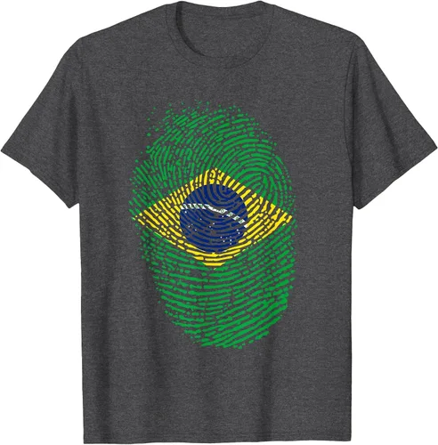Vista 31 de Camiseta patriótica de la bandera brasileña con huella dactilar Asphalt Grey