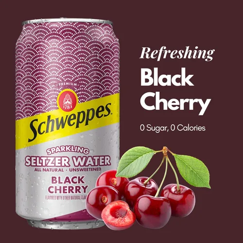 Vista 3 de Agua con gas de cereza negra, 12 latas de 12 onzas, refrescante y crujiente sabor a cereza negra, perfecta sola o mezclada, paquete de 12