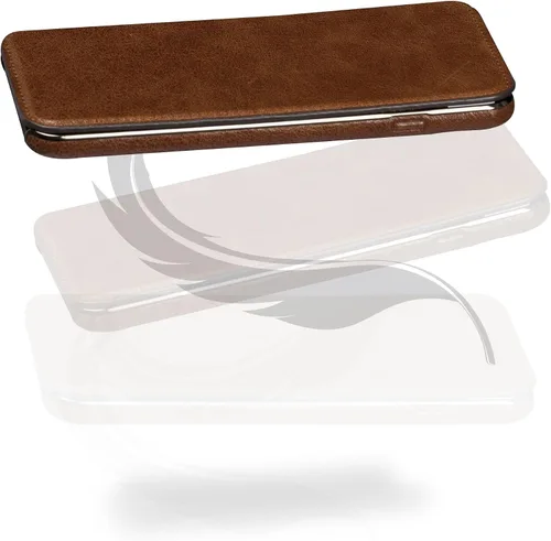 Vista 6 de Sena Cartera Ultra Delgada Libro De Billetera De Cuero Más Delgada Funda De Libro Para iPhone 6, 7, 8 - Cognac