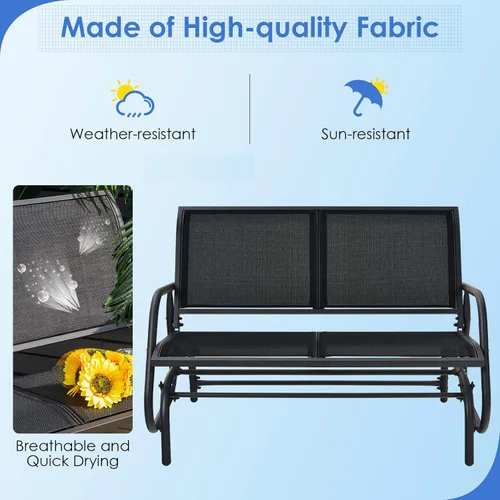 Vista 4 de Giantex Silla Planeadora Columpio de 48 Pulgadas con Amplio Espacio, Silla Planeadora de Salón Columpio para 2 Personas, Cómodo Banco de Patio