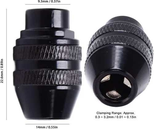 Vista 2 de Portabrocas sin llave, aleación de aluminio de 3 mandíbulas, 0.01-0.13 pulgadas, compatible con Dremel 4000 3000 serie 400