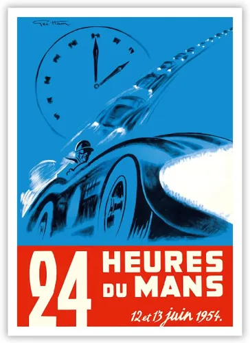 Vista 8 de Juego de 6 pósteres de carreras de autos vintage, sin marco, arte de pared clásico de carreras de automóviles por Géo Ham, Turner, Beligond