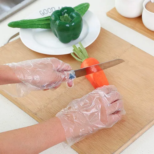 Vista 5 de HLIN 1500 guantes de plástico desechables – Guantes de preparación de alimentos desechables transparentes para servicio de alimentos, limpieza