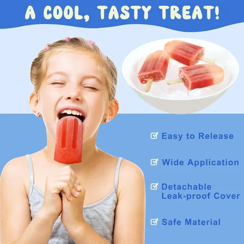 Vista 7 de Moldes de paletas de silicona, 10 cavidades, moldes de silicona para paletas de fácil liberación, sin BPA, moldes para paletas de hielo, moldes