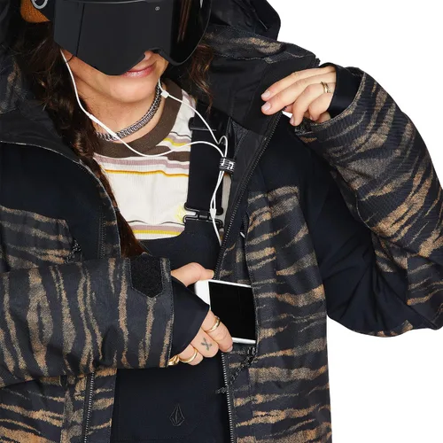 Vista 4 de Volcom Shelter 3D - Chaqueta con capucha para mujer, con aislamiento elástico, para snowboard, esquí, invierno