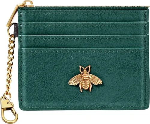 Vista 101 de SEAVILIA Tarjetero llavero cartera para mujer con ventana de identificación RFID monedero regalo abeja delgada minimalista pequeña cartera
