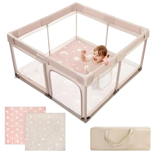 Vista 9 de Joypony Corralito para bebés, corralito pequeño de 50 x 50 pulgadas para bebés y niños pequeños, corralito para niños con puerta, patio