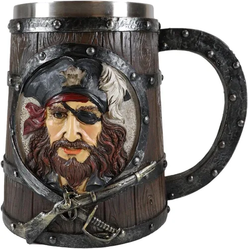 Vista 5 de Ebros Gift Pirates of Caribbean Seas Bandana Pirata Capitán Gorrión y Gancho de 2 lados Grande de 20 oz jarra de café Taza de cerveza Taza Taza