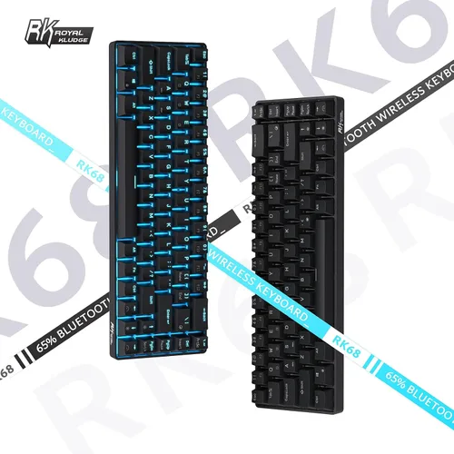Vista 9 de RK ROYAL KLUDGE RK68 Teclado mecánico inalámbrico intercambiable en caliente al 65%, teclado compacto Bluetooth para juegos con flecha