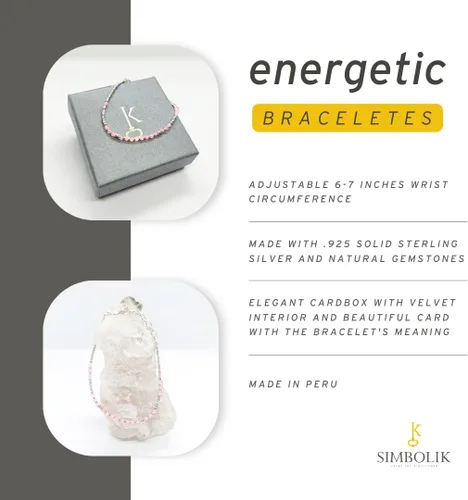 Vista 4 de Pulsera energética hecha a mano con cuentas de plata de ley 925 con piedras preciosas - Empoderando la joyería de las mujeres