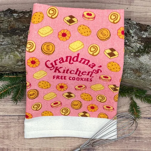 Vista 2 de Crazy Dog T-Shirts Grandmas Kitchen Free Cookies Funny Baking Granny Toalla de té