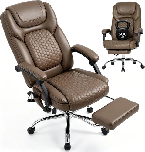 Vista 18 de MALOL Silla de oficina de masaje de 300 libras, silla de escritorio grande y alta con 3 niveles de calor y reposapiés, silla ejecutiva ergonómica