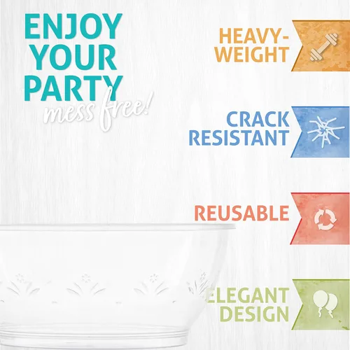 Vista 6 de PLASTICPRO Cuencos de plástico duro de 6 onzas para postre – Cuencos para helado de calidad premium desechables transparentes, paquete de 50