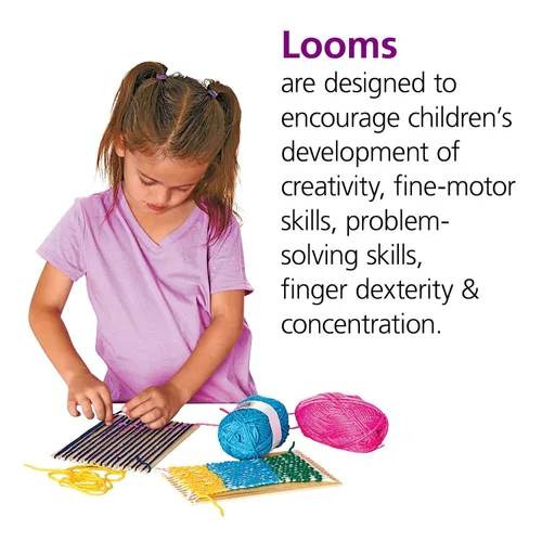 Vista 3 de Colorations RLOOM - Telar de madera para principiantes, juego de 12, para niños, artes y manualidades, tejido, actividad artesanal, habilidades