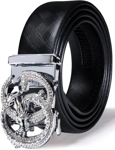 Vista 47 de Barry.Wang Cinturón de trinquete de cuero para hombre 1 3/8" hebilla A Oro Verde