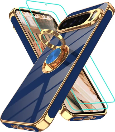 Vista 351 de Funda para Motorola Moto G 5G 2024: Funda Moto G Play 5G 2024 con 2 piezas de protectores de pantalla, soporte de anillo de rotación de 360°