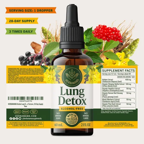Vista 8 de HERBAMAMA Gotas de limpieza pulmonar con hoja de gordolobo - Gotas de gordolobo para pulmones