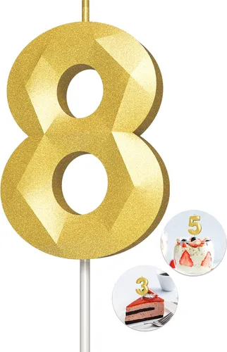 Vista 62 de Velas de cumpleaños con números (0 velas negras), forma de diamante 3D, decoración de pastel de feliz cumpleaños para niños y hombres, cumpleaños