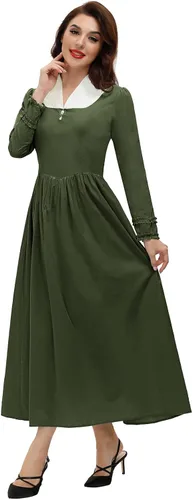 Vista 5 de SCARLET DARKNESS - Vestido colonial para mujer, disfraz sencillo de pionera de la pradera