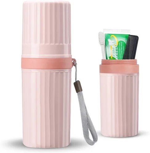 Vista 7 de Estuche de viaje para cepillos de dientes, color azul Large Travel Toothbrush Cup Case, Portable Travel Toothbrush Container for Traveling