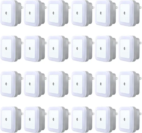 Vista 7 de Hortsun Paquete de 24 Luces Nocturnas LED que se Enchufan a la Pared con Sensor Inteligente de Oscuridad Automático, Luces Enchufables Automáticas