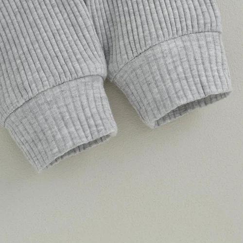 Vista 6 de Mandizy Ropa de oso para bebé, mameluco y pantalones de punto acanalado de manga larga y pantalones para otoño e invierno, recién nacido, niño