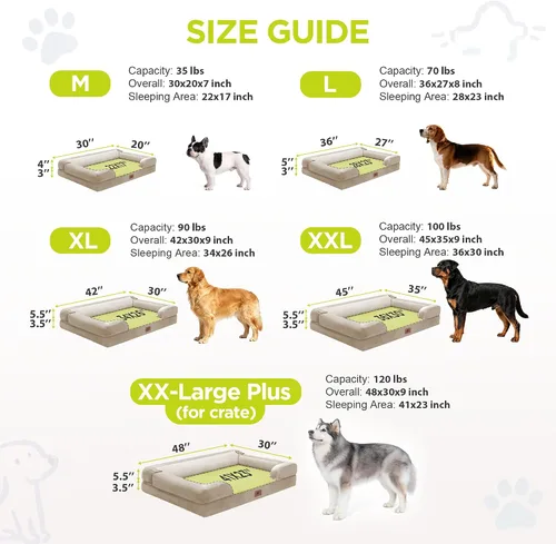 Vista 4 de Cama ortopédica impermeable para perros medianos y grandes Beige