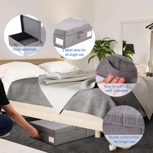 Vista 2 de Paquete de 2 contenedores de almacenamiento debajo de la cama con tapas, cajones de almacenamiento grandes de 32 pulgadas para debajo de la cama