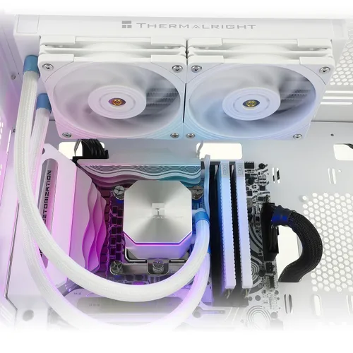 Vista 6 de Thermalright Frozen Edge 240 Enfriador de agua líquido blanco para CPU con ventilador PWM de 4.724 in, especificación de fila fría blanca de 240