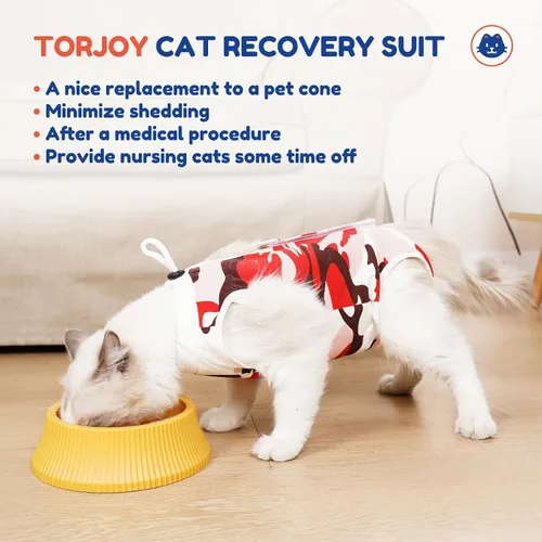 Vista 6 de Traje de recuperación quirúrgica para gatos, cono de heridas abdominales, collar electrónico, alternativo, antilamidas o enfermedades de la piel