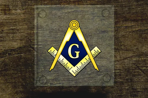 Vista 4 de Mason Masonic Live Better - Juego de 4 posavasos cuadrados de cristal, con logotipo