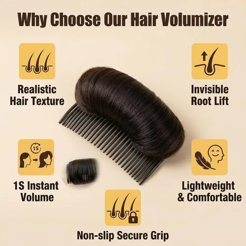 Vista 3 de 1 pinza invisible para el cabello postizo, base para el cabello, volumen esponjoso, aumento de volumen, accesorios de peinado para mujeres y niñas