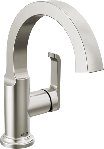 Vista 8 de Delta Grifo de baño Tetra Gold de un solo agujero, grifo de baño dorado de una sola manija, grifo de lavabo de baño, tecnología de sello