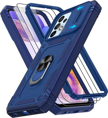 Vista 35 de Gritup Funda para Google Pixel 6 con cubierta deslizante para cámara y protector de pantalla (2 unidades), soporte de anillo giratorio 360°, funda