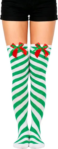 Vista 13 de Calcetines altos para mujer, calcetines altos a rayas hasta el muslo Bandera estadounidense