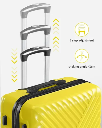 Vista 9 de SunnyTour Juego de equipaje expandible con ruedas giratorias dobles, juego de maletas rígidas de 3 piezas para viajes familiares y amigos, Amarillo