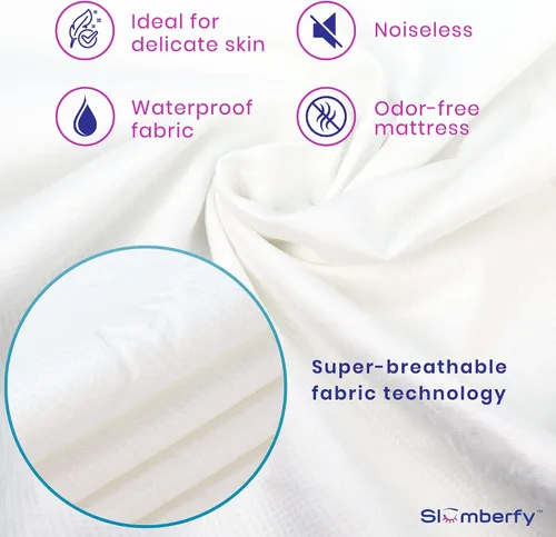 Vista 4 de Protector de colchón impermeable de Slumberfy Protector de colchón hipoalergénico de bambú Tela de jacquard natural + transpirable Funda