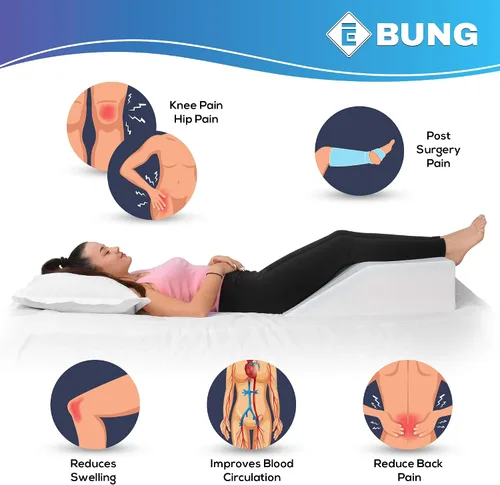 Vista 6 de Ebung Almohada de espuma viscoelástica para piernas, elevación de piernas de gel refrescante con funda extraíble para hinchazón, circulación