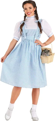 Vista 2 de Women's Kansas Girl Costume with Gingham Dress, Blouse, and Hair Ribbons - Classic Storybook Character Look