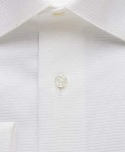 Vista 3 de David Donahue Camisa formal de ajuste regular con canalé horizontal Blanco