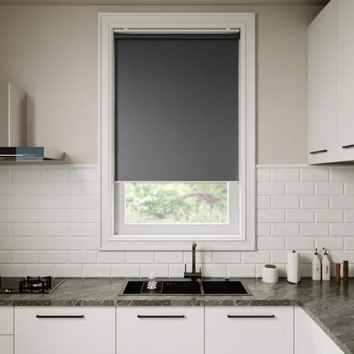 Vista 11 de Persianas enrollables opacas sin cordón para oscurecer la habitación, con sistema de resorte, protección UV, persianas de puerta, para hogar y Negro