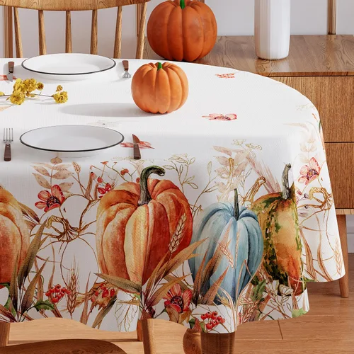 Vista 7 de Mantel rectangular de otoño de 52 x 70 pulgadas, manteles de calabaza en acuarela para decoración de otoño y Acción de Gracias para el hogar, borde